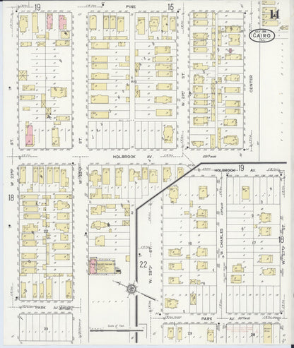 Sanborn Fire Insurance Map from Cairo, Alexander County, Illinois (1914), Sheet #0014 - Complete Map Set gallery image, historic Sanborn map, vintage wall art, Illinois Illinois