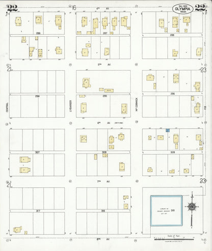 Sanborn Fire Insurance Map from Olympia, Thurston County, Washington (1924), Sheet #0022 - Complete Map Set gallery image, historic Sanborn map, vintage wall art, Washington Washington