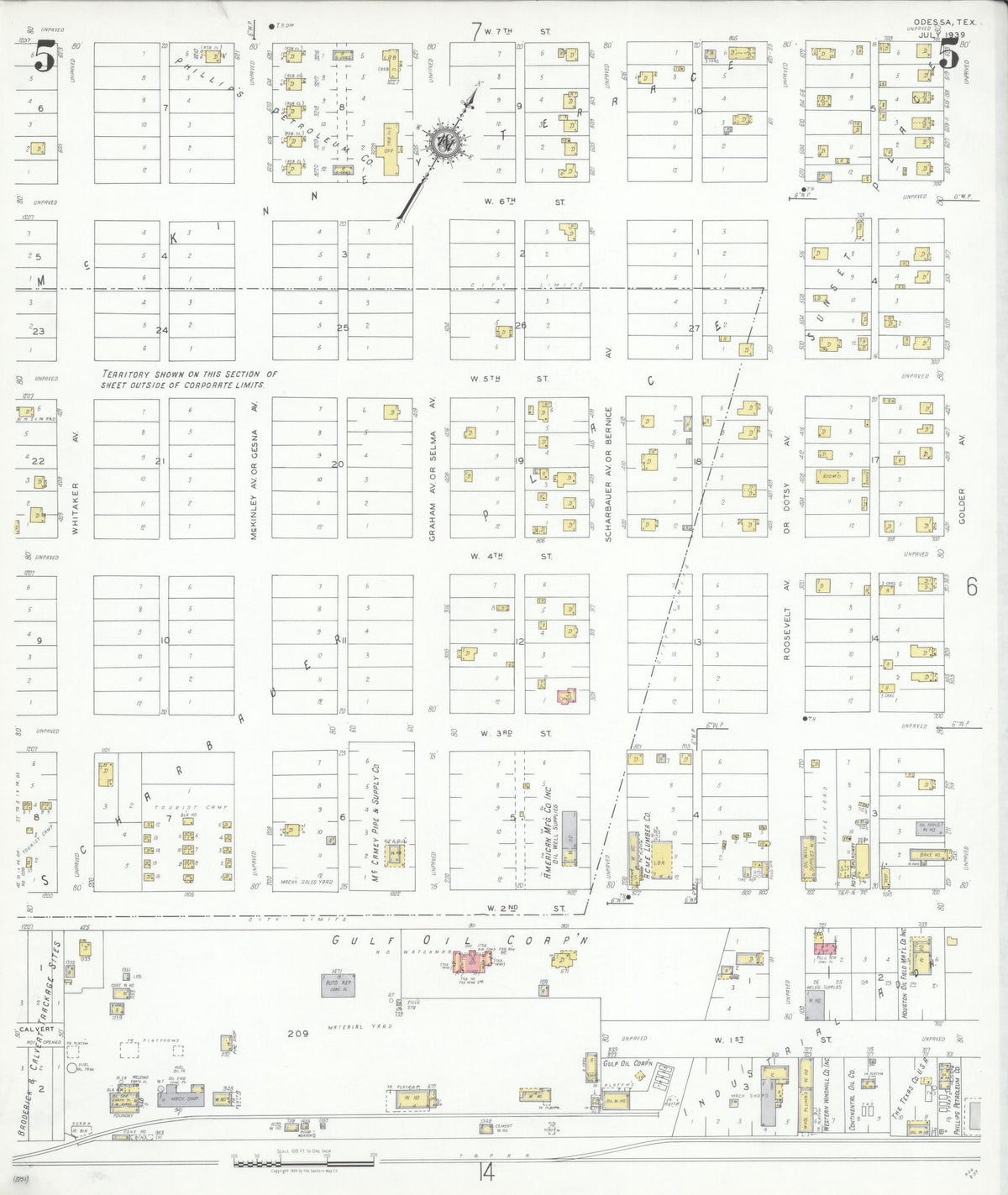 Sanborn Fire Insurance Map from Odessa, Edger County, Texas (1939), Sheet #0005 - Historic Sanborn Fire Insurance Map Print, vintage old map wall art, antique decor, genealogy gift, Texas Texas map
