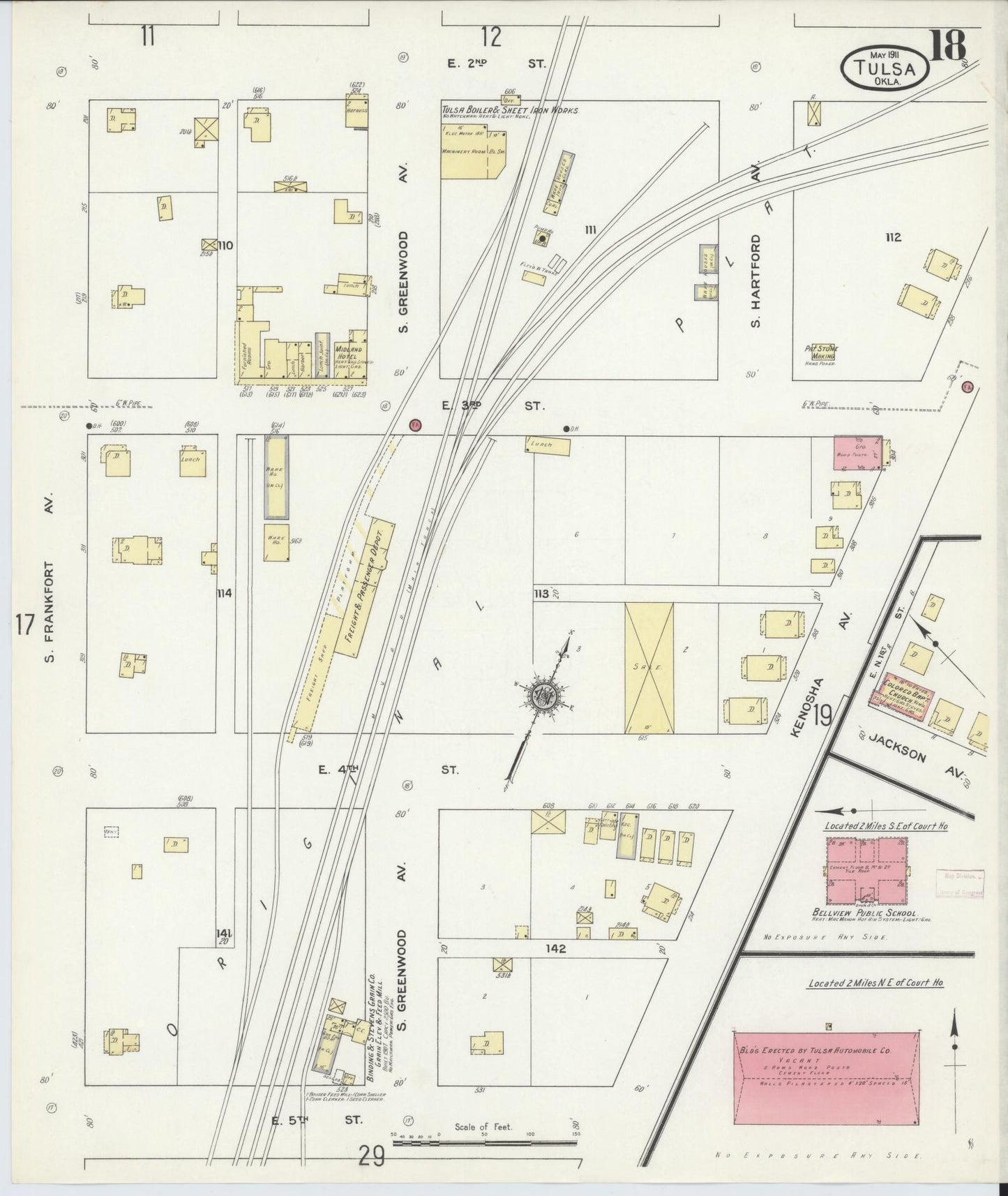 Sanborn Fire Insurance Map from Tulsa, Tulsa County, Oklahoma (1911), Sheet #0018 - Complete Map Set gallery image, historic Sanborn map, vintage wall art, Oklahoma Oklahoma