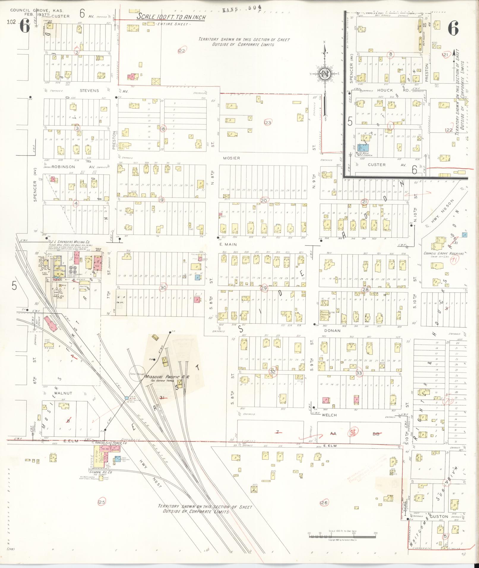 Sanborn Fire Insurance Map from Council Grove, Morris County, Kansas (1944), Sheet #0006 - Complete Map Set gallery image, historic Sanborn map, vintage wall art, Kansas Kansas