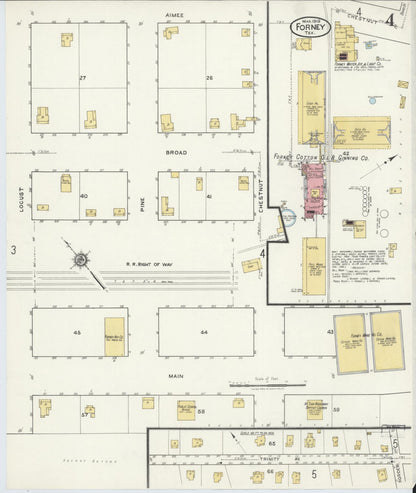Sanborn Fire Insurance Map from Forney, Kaufman County, Texas (1919), Sheet #0004 - Complete Map Set gallery image, historic Sanborn map, vintage wall art, Texas Texas