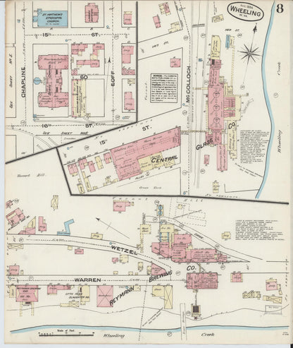 Sanborn Fire Insurance Map from Wheeling, Ohio County, West Virginia (1884), Sheet #0008 - Complete Map Set gallery image, historic Sanborn map, vintage wall art, West Virginia West Virginia