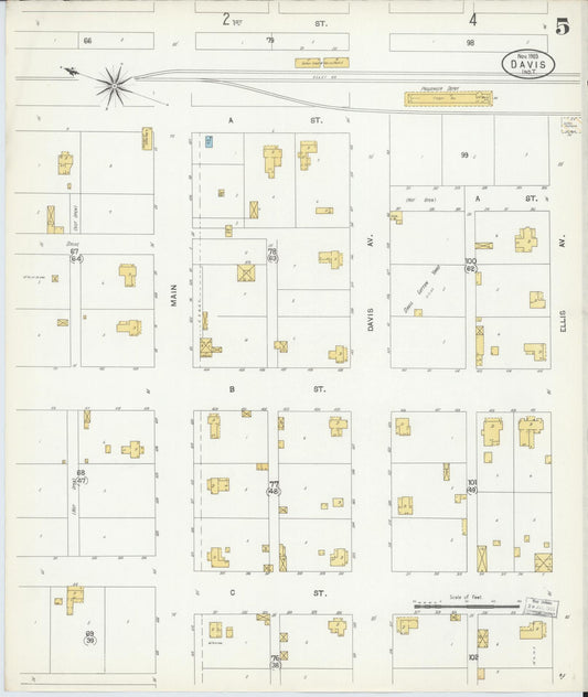 Sanborn Fire Insurance Map from Davis, Murray County, Oklahoma (1903), Sheet #0005 - Historic Sanborn Fire Insurance Map Print, vintage old map wall art, antique decor, genealogy gift, Oklahoma Oklahoma map