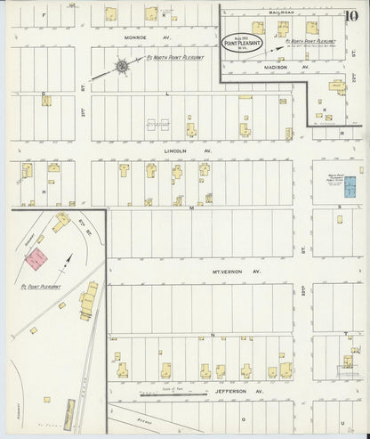 Sanborn Fire Insurance Map from Point Pleasant, Mason County, West Virginia (1910), Sheet #0010 - Complete Map Set gallery image, historic Sanborn map, vintage wall art, West Virginia West Virginia