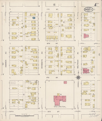 Sanborn Fire Insurance Map from Bemidji, Beltrami County, Minnesota (1922), Sheet #0004 - Complete Map Set gallery image, historic Sanborn map, vintage wall art, Minnesota Minnesota