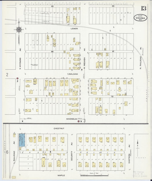 Sanborn Fire Insurance Map from Virginia, Saint Louis County, Minnesota (1910), Sheet #0013 - Historic Sanborn Fire Insurance Map Print, vintage old map wall art, antique decor, genealogy gift, Minnesota Minnesota map