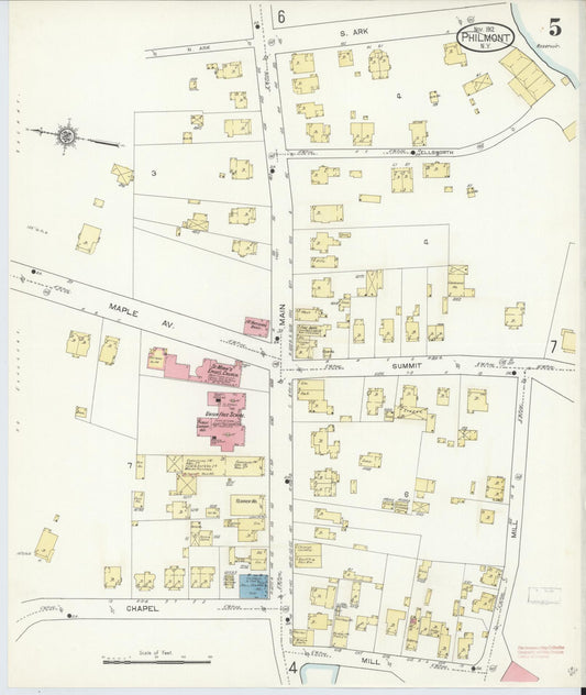 Sanborn Fire Insurance Map from Philmont, Columbia County, New York (1912), Sheet #0005 - Historic Sanborn Fire Insurance Map Print, vintage old map wall art, antique decor, genealogy gift, New York New York map