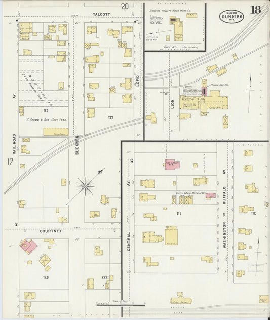Sanborn Fire Insurance Map from Dunkirk, Chautauqua County, New York (1898), Sheet #0018 - Historic Sanborn Fire Insurance Map Print, vintage old map wall art, antique decor, genealogy gift, New York New York map