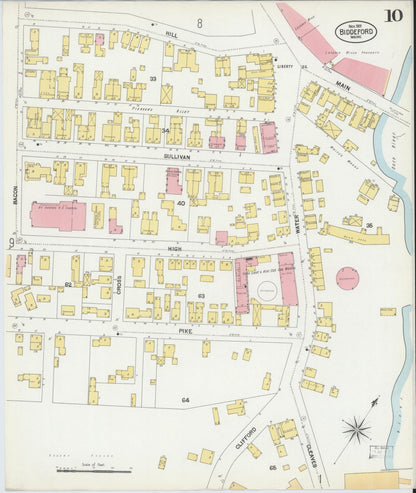 Sanborn Fire Insurance Map from Biddeford, York County, Maine (1901), Sheet #0010 - Complete Map Set gallery image, historic Sanborn map, vintage wall art, Maine Maine