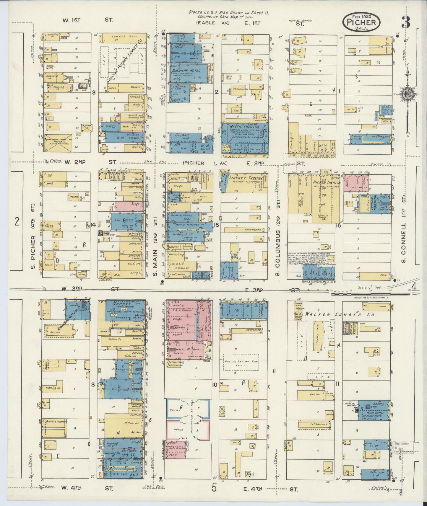 Sanborn Fire Insurance Map from Picher, Ottawa County, Oklahoma (1920), Sheet #0003 - Complete Map Set gallery image, historic Sanborn map, vintage wall art, Oklahoma Oklahoma