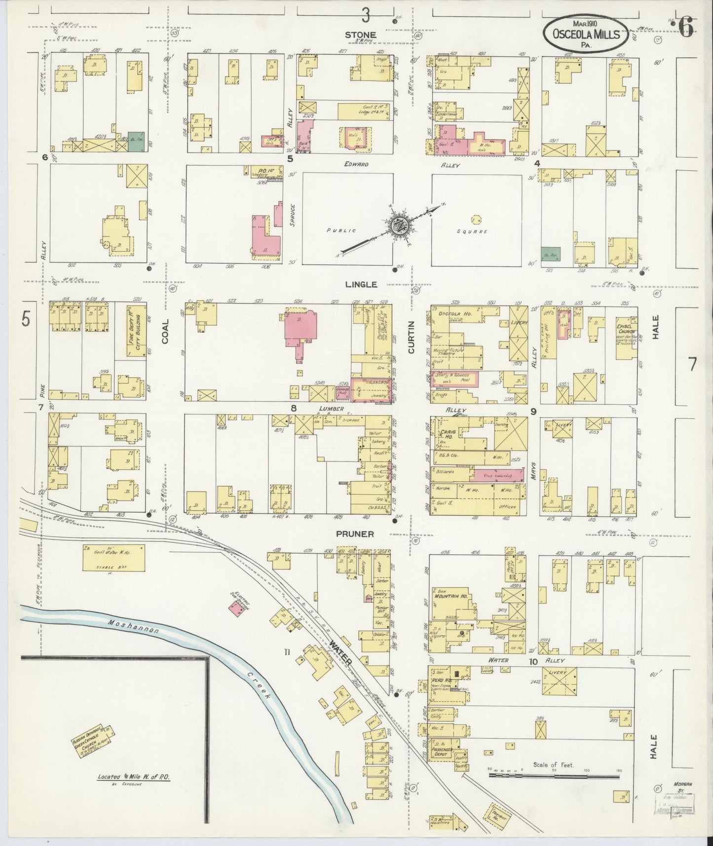 Sanborn Fire Insurance Map from Osceola Mills, Clearfield County, Pennsylvania (1910), Sheet #0006 - Complete Map Set gallery image, historic Sanborn map, vintage wall art, Pennsylvania Pennsylvania