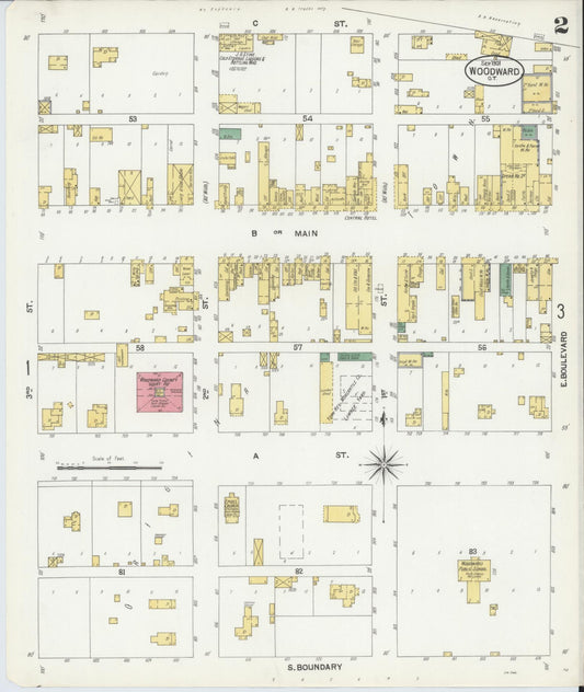 Sanborn Fire Insurance Map from Woodward, Woodward County, Oklahoma (1901), Sheet #0002 - Historic Sanborn Fire Insurance Map Print, vintage old map wall art, antique decor, genealogy gift, Oklahoma Oklahoma map