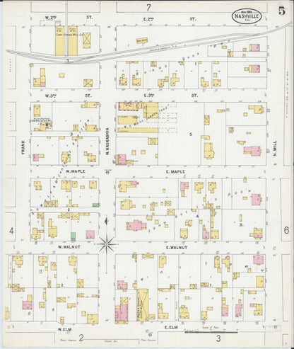 Sanborn Fire Insurance Map from Nashville, Washington County, Illinois (1899), Sheet #0005 - Complete Map Set gallery image, historic Sanborn map, vintage wall art, Illinois Illinois