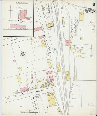 Sanborn Fire Insurance Map from Georgetown, Scott County, Kentucky (1895), Sheet #0008 - Complete Map Set gallery image, historic Sanborn map, vintage wall art, Kentucky Kentucky