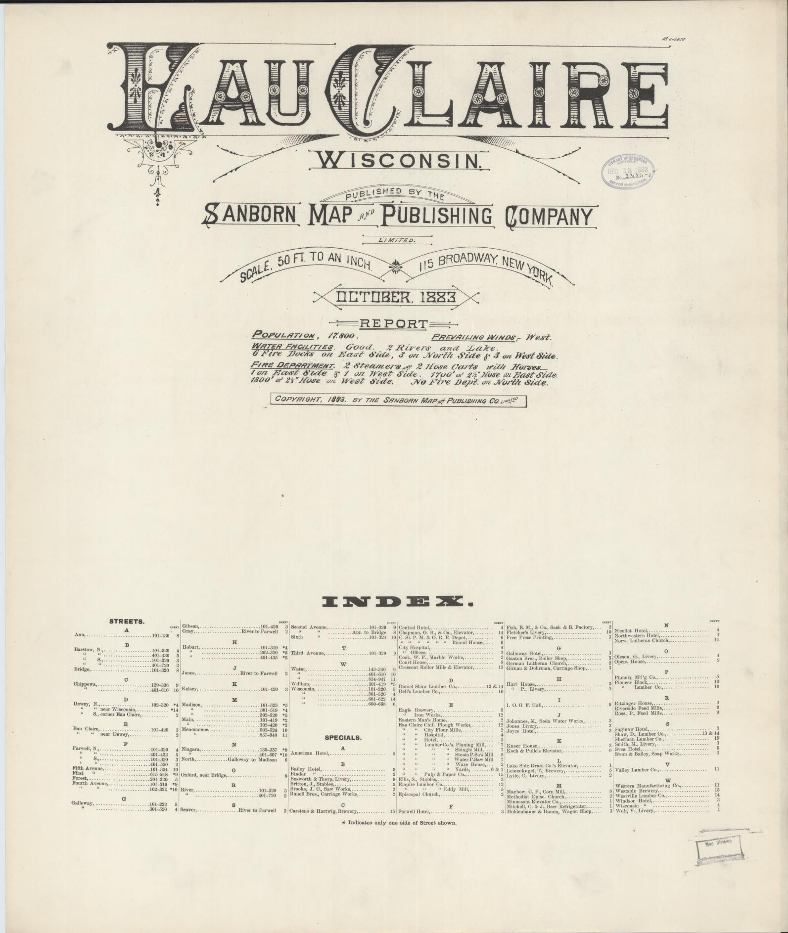 Eau Claire, Eau Claire County, Wisconsin (1883) – Sanborn Fire Insurance Map – Map View