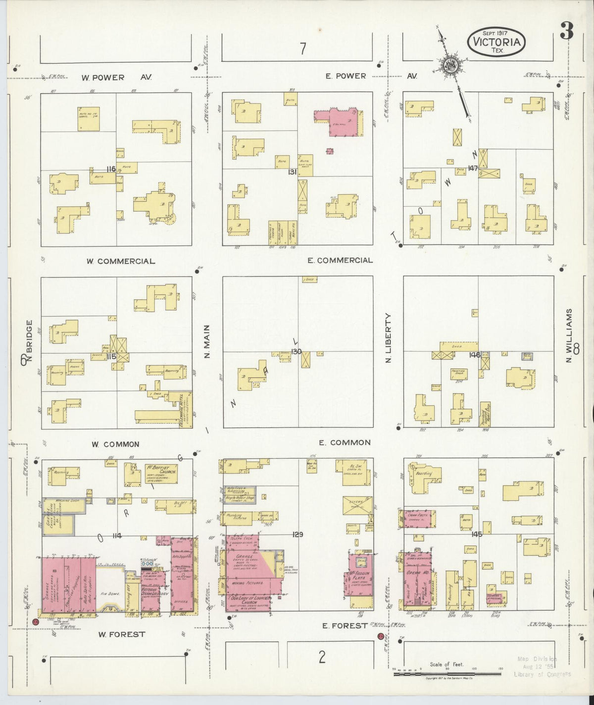 Sanborn Fire Insurance Map from Victoria, Victoria County, Texas (1917), Sheet #0003 - Historic Sanborn Fire Insurance Map Print, vintage old map wall art, antique decor, genealogy gift, Texas Texas map