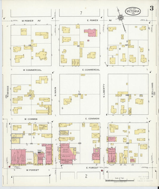 Sanborn Fire Insurance Map from Victoria, Victoria County, Texas (1917), Sheet #0003 - Historic Sanborn Fire Insurance Map Print, vintage old map wall art, antique decor, genealogy gift, Texas Texas map