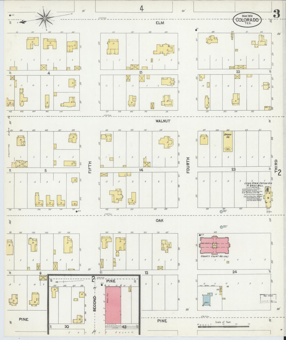 Sanborn Fire Insurance Map from Colorado, Mitchell County, Texas (1902), Sheet #0003 - Historic Sanborn Fire Insurance Map Print, vintage old map wall art, antique decor, genealogy gift, Texas Texas map