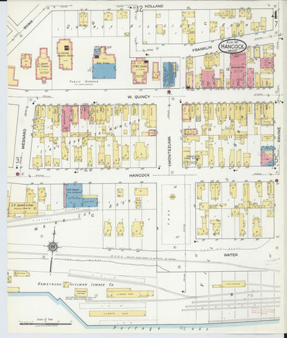 Sanborn Fire Insurance Map from Hancock, Houghton County, Michigan (1917), Sheet #0004 - Complete Map Set gallery image, historic Sanborn map, vintage wall art, Michigan Michigan