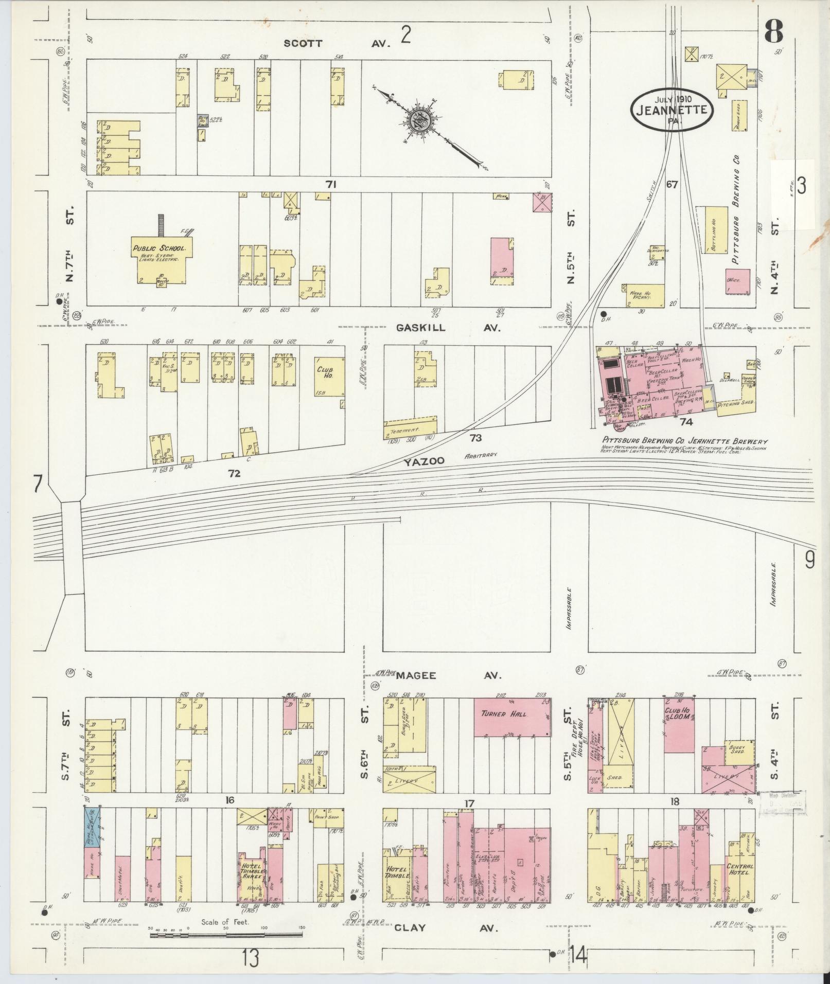 Sanborn Fire Insurance Map from Jeannette, Westmoreland County, Pennsylvania (1910), Sheet #0008 - Complete Map Set gallery image, historic Sanborn map, vintage wall art, Pennsylvania Pennsylvania