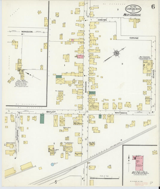 Sanborn Fire Insurance Map from Coxsackie, Greene County, New York (1909), Sheet #0006 - Historic Sanborn Fire Insurance Map Print, vintage old map wall art, antique decor, genealogy gift, New York New York map