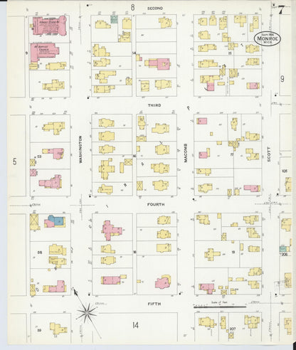 Sanborn Fire Insurance Map from Monroe, Monroe County, Michigan (1908), Sheet #0007 - Historic Sanborn Fire Insurance Map Print, vintage old map wall art, antique decor, genealogy gift, Michigan Michigan map