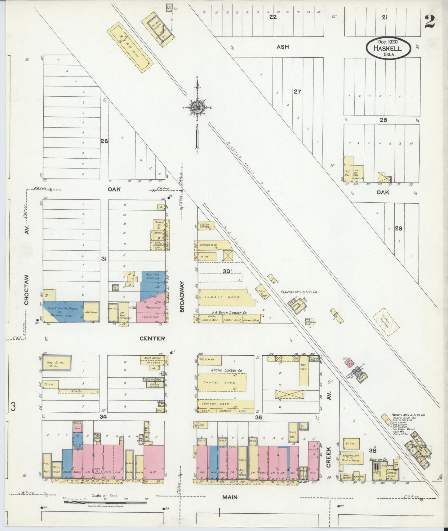 Sanborn Fire Insurance Map from Haskell, Muskogee County, Oklahoma (1920), Sheet #0002 - Complete Map Set gallery image, historic Sanborn map, vintage wall art, Oklahoma Oklahoma