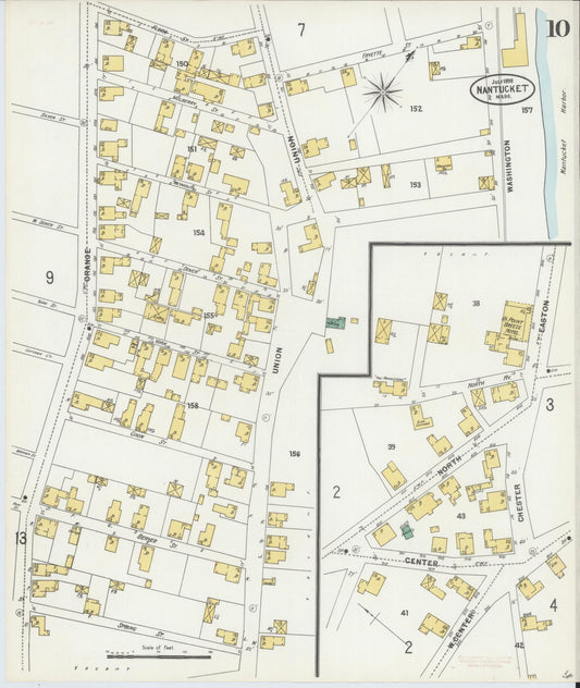 Sanborn Fire Insurance Map from Nantucket, Nantucket County, Massachusetts (1898), Sheet #0010 - Historic Sanborn Fire Insurance Map Print, vintage old map wall art, antique decor, genealogy gift, Massachusetts Massachusetts map
