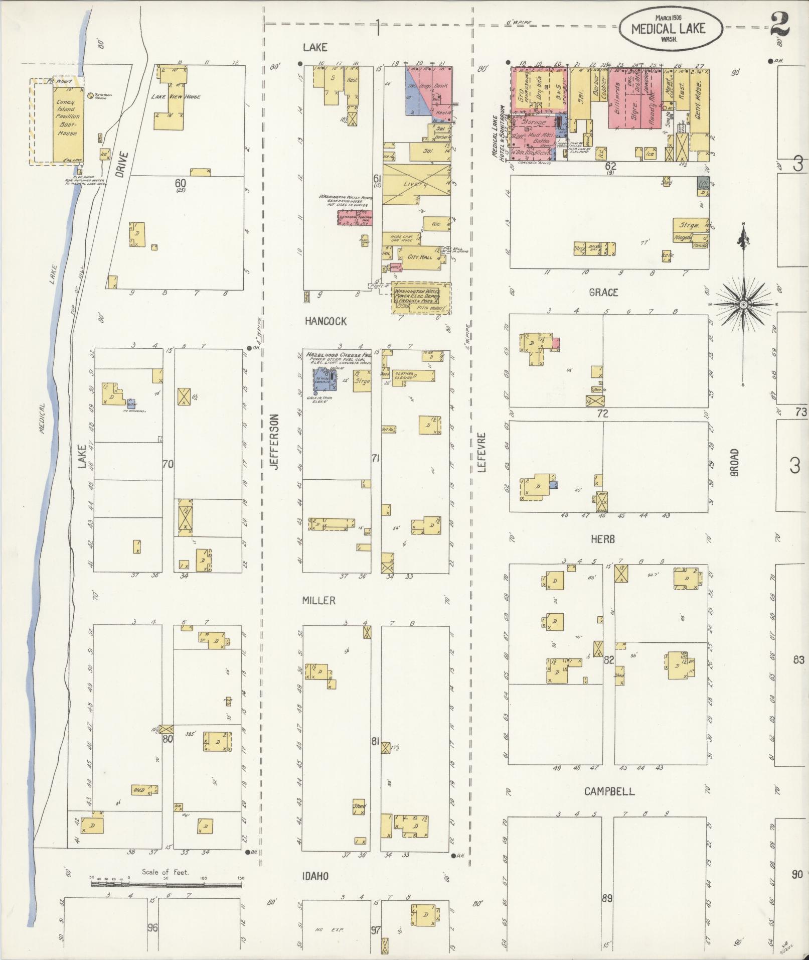 Sanborn Fire Insurance Map from Medical Lake, Spokane County, Washington (1908), Sheet #0002 - Historic Sanborn Fire Insurance Map Print, vintage old map wall art, antique decor, genealogy gift, Washington Washington map