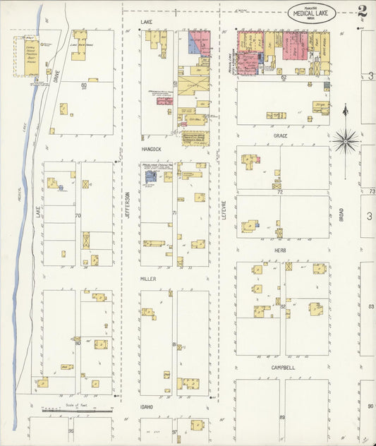 Sanborn Fire Insurance Map from Medical Lake, Spokane County, Washington (1908), Sheet #0002 - Historic Sanborn Fire Insurance Map Print, vintage old map wall art, antique decor, genealogy gift, Washington Washington map