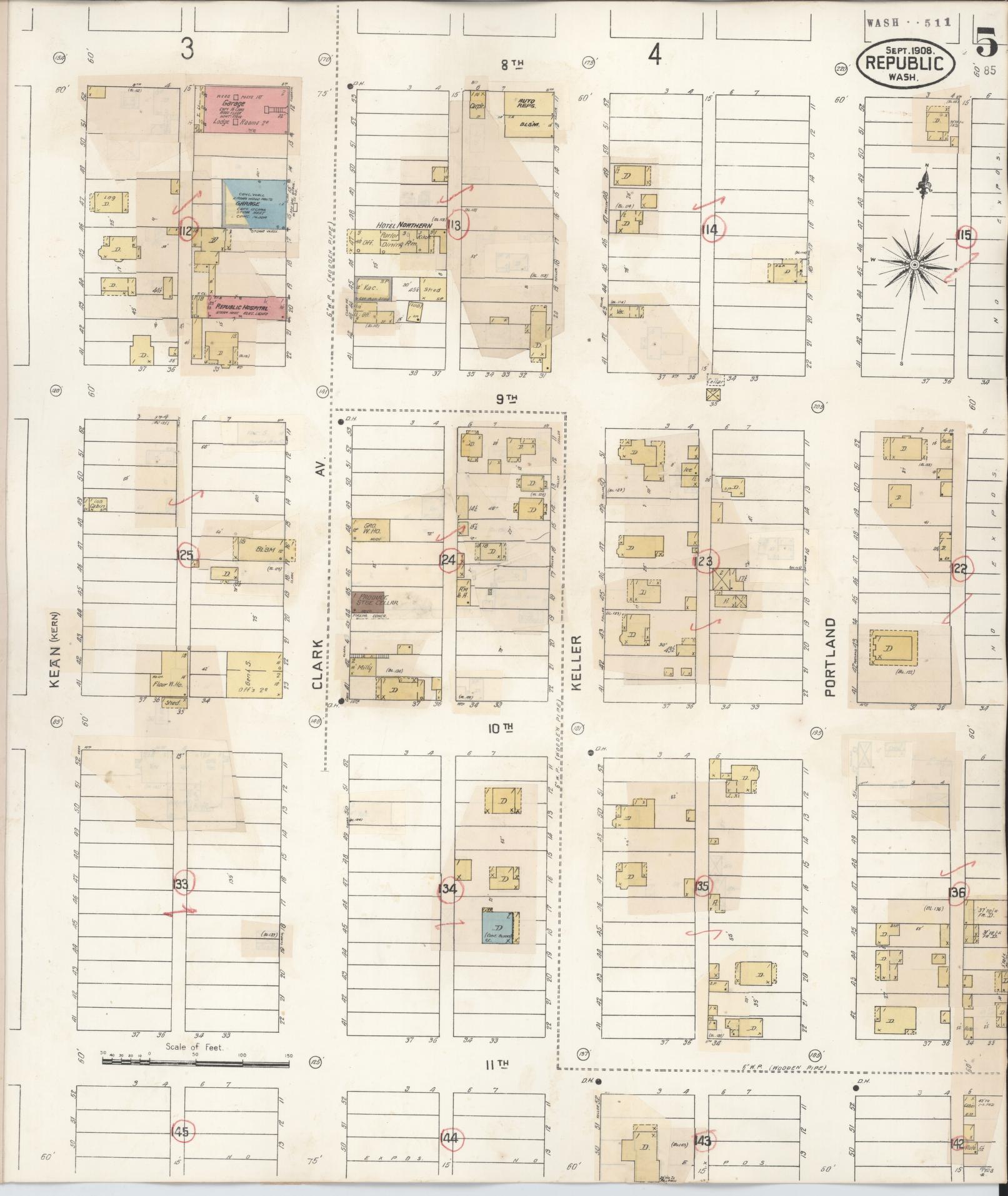 Sanborn Fire Insurance Map from Republic, Ferry County, Washington (1932), Sheet #0005 - Complete Map Set gallery image, historic Sanborn map, vintage wall art, Washington Washington