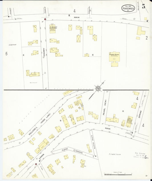 Sanborn Fire Insurance Map from Hardwick, Caledonia County, Vermont (1912), Sheet #0005 - Historic Sanborn Fire Insurance Map Print, vintage old map wall art, antique decor, genealogy gift, Vermont Vermont map