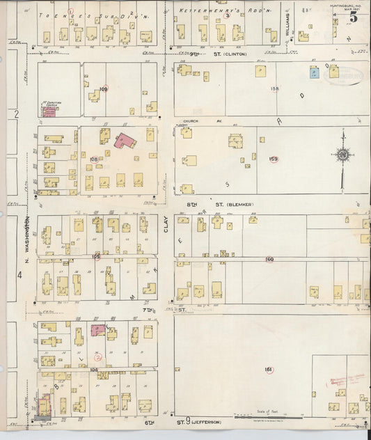 Sanborn Fire Insurance Map from Huntingburg, Dubois County, Indiana (1949), Sheet #0005 - Historic Sanborn Fire Insurance Map Print, vintage old map wall art, antique decor, genealogy gift, Indiana Indiana map