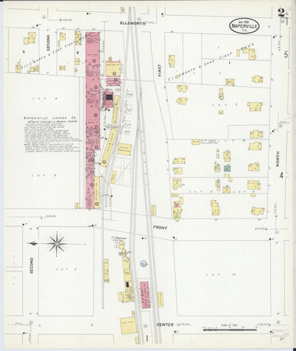 Sanborn Fire Insurance Map from Naperville, Du Page County, Illinois (1909), Sheet #0002 - Complete Map Set gallery image, historic Sanborn map, vintage wall art, Illinois Illinois