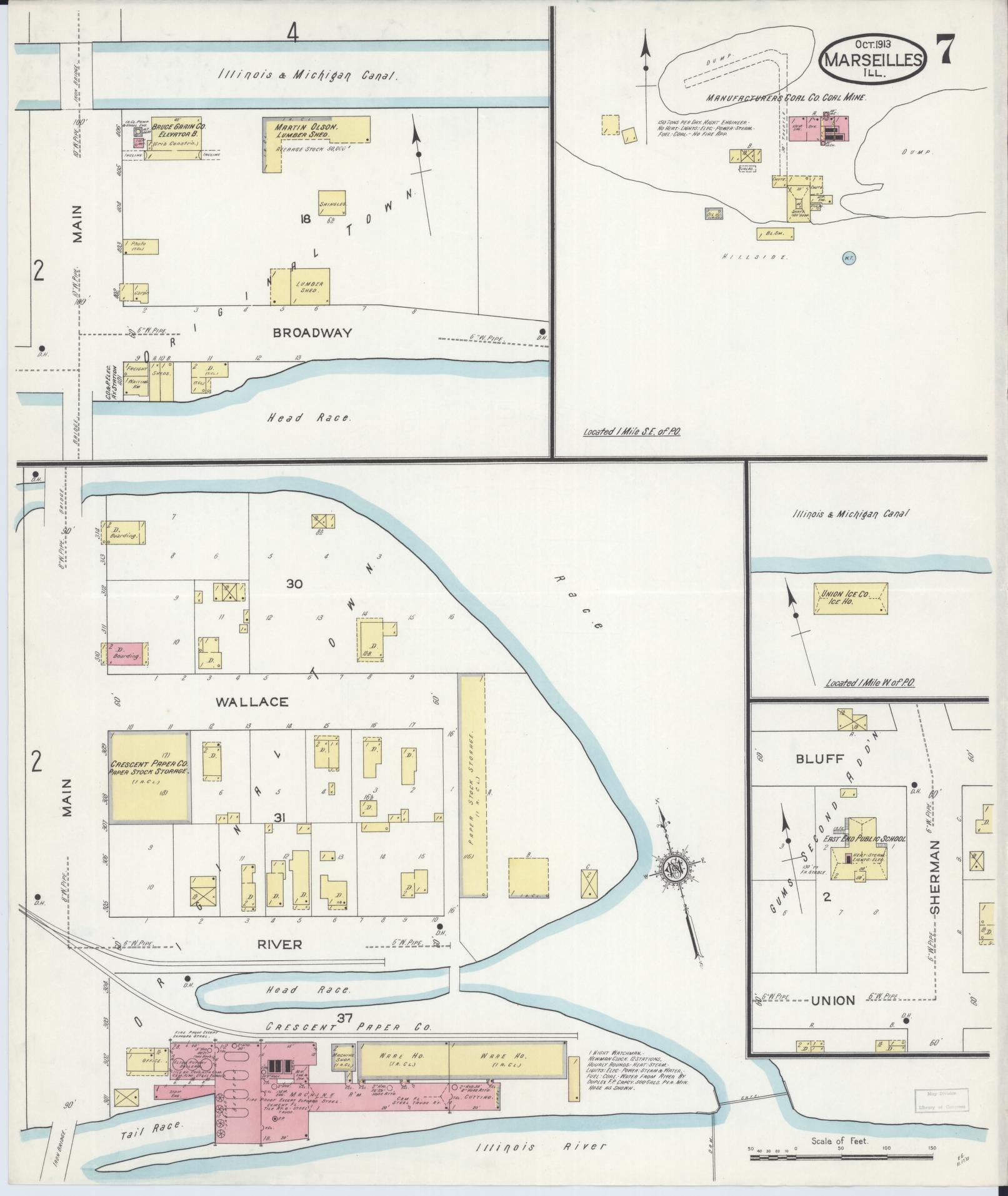 Sanborn Fire Insurance Map from Marseilles, La Salle County, Illinois (1913), Sheet #0007 - Complete Map Set gallery image, historic Sanborn map, vintage wall art, Illinois Illinois