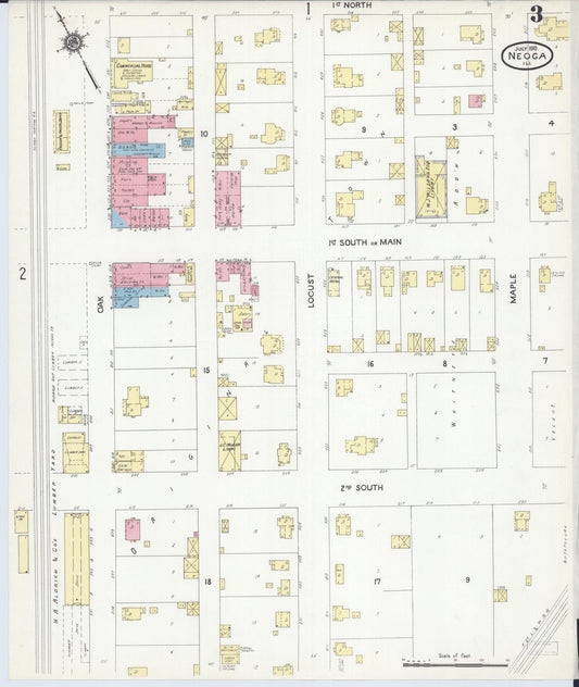 Sanborn Fire Insurance Map from Neoga, Cumberland County, Illinois (1910), Sheet #0003 - Historic Sanborn Fire Insurance Map Print, vintage old map wall art, antique decor, genealogy gift, Illinois Illinois map