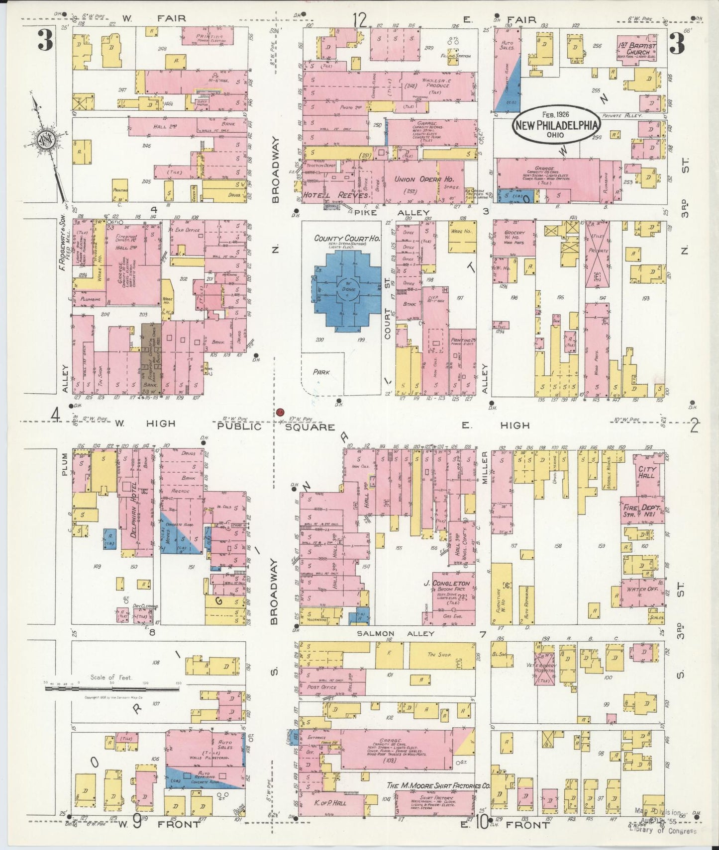 Sanborn Fire Insurance Map from New Philadelphia, Tuscarawas County, Ohio (1926), Sheet #0003 - Complete Map Set gallery image, historic Sanborn map, vintage wall art, Ohio Ohio