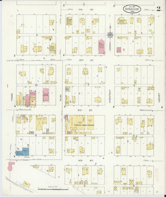 Sanborn Fire Insurance Map from Syracuse, Otoe County, Nebraska (1913), Sheet #0002 - Historic Sanborn Fire Insurance Map Print, vintage old map wall art, antique decor, genealogy gift, Nebraska Nebraska map