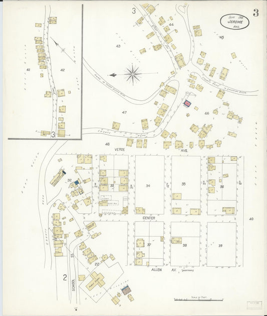 Sanborn Fire Insurance Map from Jerome, Yavapai County, Arizona (1901), Sheet #0003 - Historic Sanborn Fire Insurance Map Print, vintage old map wall art, antique decor, genealogy gift, Arizona Arizona map