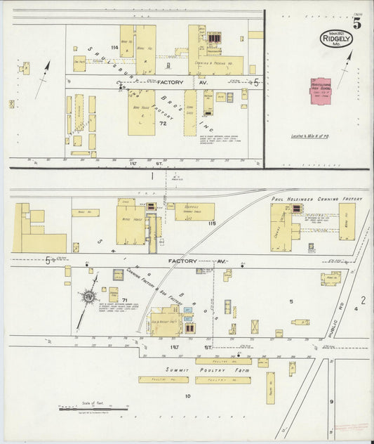 Sanborn Fire Insurance Map from Ridgely, Caroline County, Maryland (1921), Sheet #0005 - Historic Sanborn Fire Insurance Map Print, vintage old map wall art