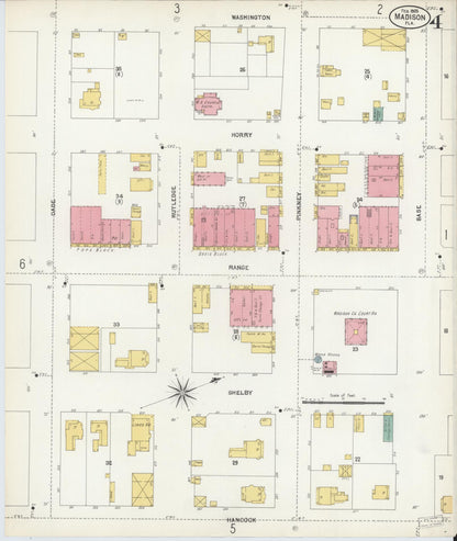 Sanborn Fire Insurance Map from Madison, Madison County, Florida (1903), Sheet #0004 - Historic Sanborn Fire Insurance Map Print, vintage old map wall art, antique decor, genealogy gift, Florida Florida map