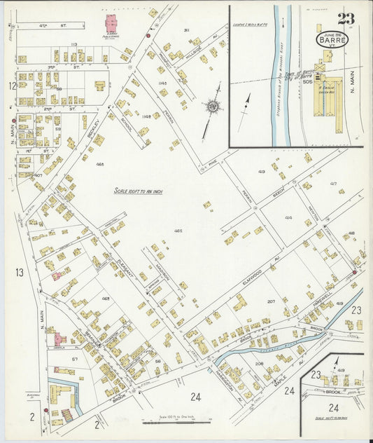 Sanborn Fire Insurance Map from Barre, Washington County, Vermont (1916), Sheet #0023 - Historic Sanborn Fire Insurance Map Print, vintage old map wall art, antique decor, genealogy gift, Vermont Vermont map