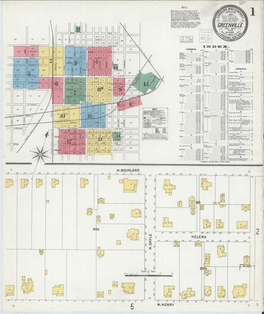 Sanborn Fire Insurance Map from Greenville, Hunt County, Texas (1903), Sheet #0001 - Historic Sanborn Fire Insurance Map Print, vintage old map wall art, antique decor, genealogy gift, Texas Texas map