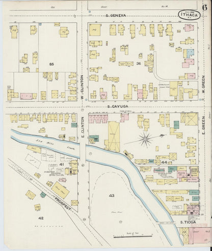 Sanborn Fire Insurance Map from Ithaca, Tompkins County, New York (1888), Sheet #0006 - Complete Map Set gallery image, historic Sanborn map, vintage wall art, New York New York