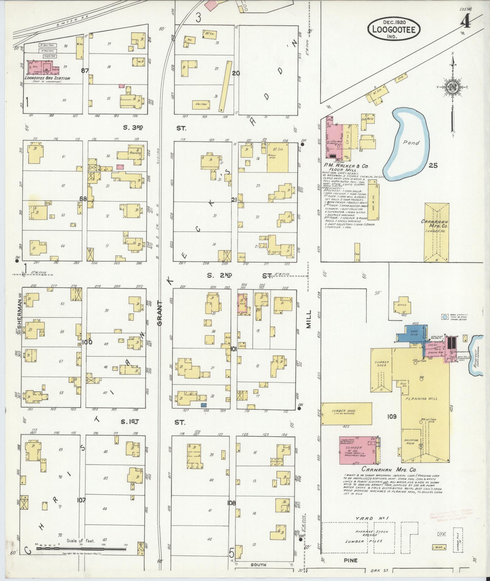 Sanborn Fire Insurance Map from Loogootee, Martin County, Indiana (1920), Sheet #0004 - Complete Map Set gallery image, historic Sanborn map, vintage wall art, Indiana Indiana