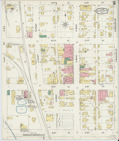 Sanborn Fire Insurance Map from Clay City, Clay County, Indiana (1896), Sheet #0002 - Historic Sanborn Fire Insurance Map Print, vintage old map wall art, antique decor, genealogy gift, Indiana Indiana map