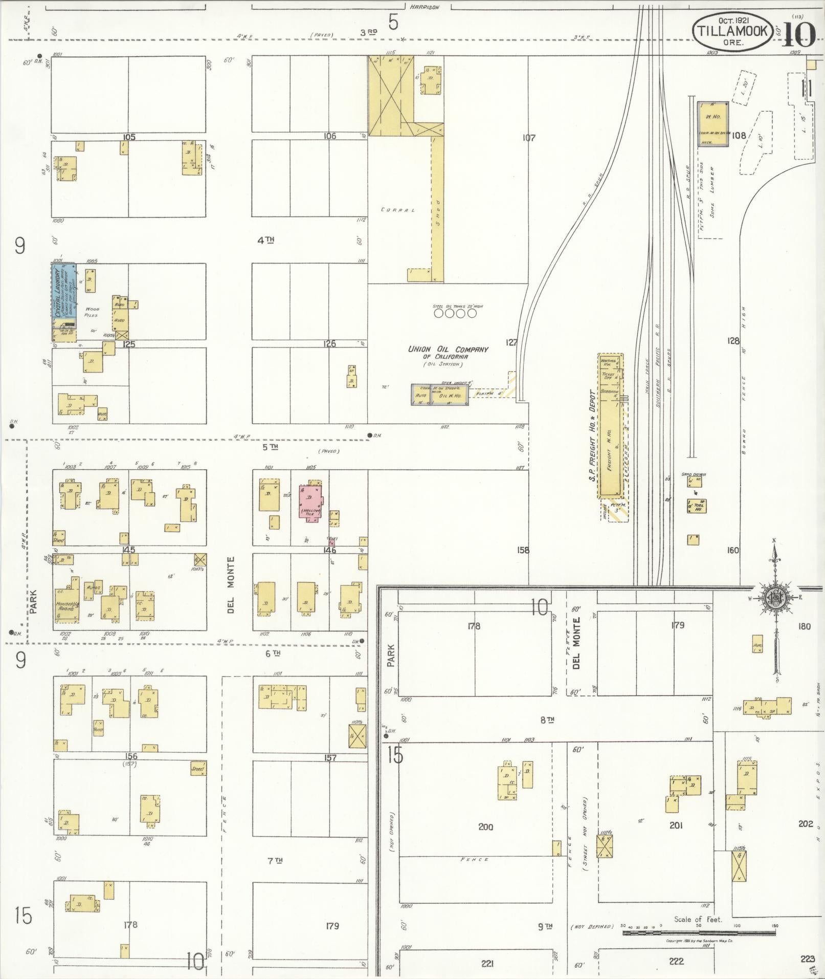 Sanborn Fire Insurance Map from Tillamook, Tillamook County, Oregon (1921), Sheet #0010 - Complete Map Set gallery image, historic Sanborn map, vintage wall art, Oregon Oregon