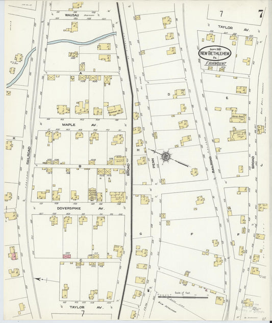Sanborn Fire Insurance Map from New Bethlehem, Clarion County, Pennsylvania (1910), Sheet #0007 - Historic Sanborn Fire Insurance Map Print, vintage old map wall art, antique decor, genealogy gift, Pennsylvania Pennsylvania map
