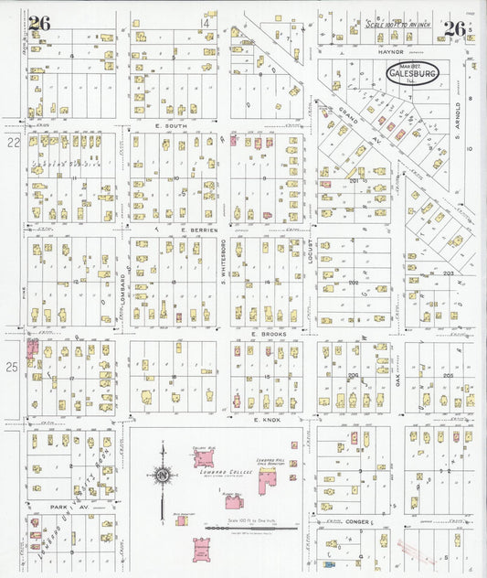 Sanborn Fire Insurance Map from Galesburg, Knox County, Illinois (1927), Sheet #0026 - Historic Sanborn Fire Insurance Map Print, vintage old map wall art, antique decor, genealogy gift, Illinois Illinois map